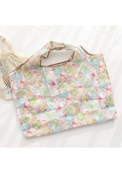 Pembe Sumikko Tarzı Karikatür Sumikko Gurashi Katlanabilir Geri Dönüşüm Alışveriş Çantası Kadın Seyahat Omuz Bakkal Çantaları Sevimli Yeniden Kullanılabilir Bez Çanta Omuz Çantası (Yurt Dışından) modelleri