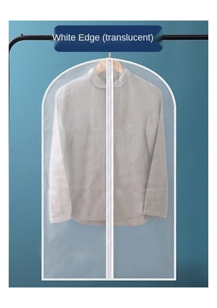 Beyaz Kenar Stili 60X140CM Toz Geçirmez Giyim Depoları Çanta Takım Elbise Örtüsü Konfeksiyon Ceket Asılı Giysi Çanta Ev Gardırop Ceket Organizatör Uzun Ceket Için (Yurt Dışından) fiyatları