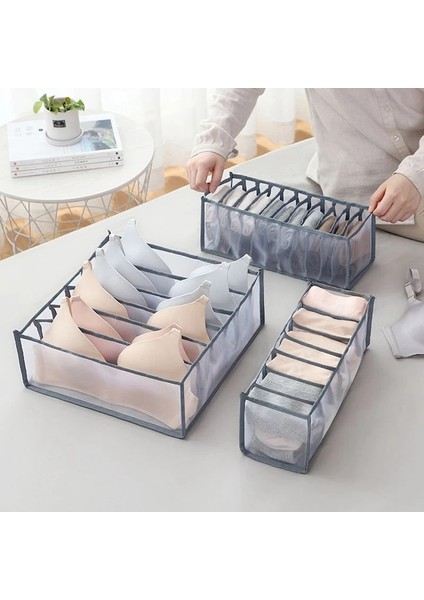 7 Grid Grey Style Yeni Dolap Saklama Kutusu Çorap Saklama Kutusu Ev Ayrılmış Iç Çamaşırı Saklama Kutusu Sutyen Saklama Kutusu Katlanır Çekmece Saklama Kutusu (Yurt Dışından) fırsatları