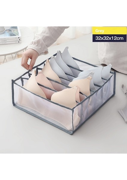 7 Grid Grey Style Yeni Dolap Saklama Kutusu Çorap Saklama Kutusu Ev Ayrılmış Iç Çamaşırı Saklama Kutusu Sutyen Saklama Kutusu Katlanır Çekmece Saklama Kutusu (Yurt Dışından) indirimleri