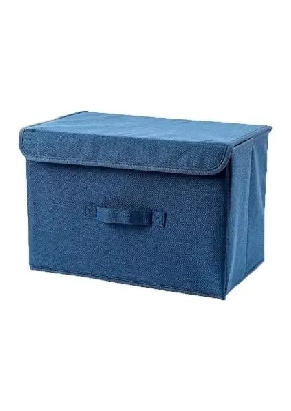 Lacivert Tarzı S Beden Ev Giyim Dolap Organizatör Kutusu Giyim Battaniye Yorgan Dolap Organizatör Ev Depolama Için Katlanabilir Pamuk Keten Saklama Kutusu (Yurt Dışından)