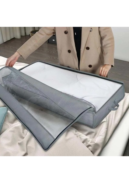 B Tarzı Katlanabilir Dokunmamış Yatak Saklama Çantası Altında Şeffaf Pencereli Büyük Kapasiteli Yorgan Organizatör Kutusu Su Geçirmez Giysiler Toz Kapağı (Yurt Dışından) fırsatları