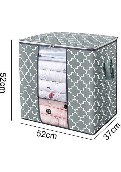 GRI-52X37X52CM Stili Büyük Yorgan Oyuncaklar Saklama Çantası Battaniye Çanta Şeffaf Pencereli Katlanır Kirli Giysiler Toplama Kılıfı Yastıklar Giyim Organizatör (Yurt Dışından) fiyatları