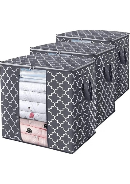 GRI-47X28X50CM Stili Büyük Yorgan Oyuncaklar Saklama Çantası Battaniye Çanta Şeffaf Pencereli Katlanır Kirli Giysiler Toplama Kılıfı Yastıklar Giyim Organizatör (Yurt Dışından) fırsatları