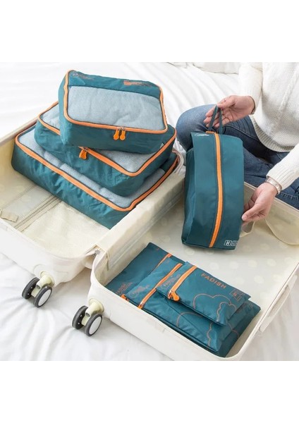 Yeşil Stil 7 Adet Seyahat Saklama Torbaları Taşınabilir Giysi Ayakkabı Organizatör Kozmetik Tuvalet Çantası Bagaj Kiti Aksesuarları Malzemeleri Düzenli Çanta (Yurt Dışından) fiyatları