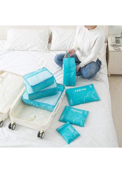 Yeşil Stil 7 Adet Seyahat Saklama Torbaları Taşınabilir Giysi Ayakkabı Organizatör Kozmetik Tuvalet Çantası Bagaj Kiti Aksesuarları Malzemeleri Düzenli Çanta (Yurt Dışından) fırsatları