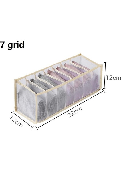 7 Izgara Bej Stili Yeni Dolap Saklama Kutusu Çorap Saklama Kutusu Ev Ayrılmış Iç Çamaşırı Saklama Kutusu Sutyen Saklama Kutusu Katlanır Çekmece Saklama Kutusu (Yurt Dışından)