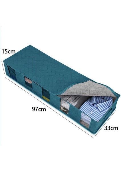 Mavi Stil Yatak Odası Giysileri Eşya Depolama Toz Geçirmez Saklama Torbası Konteyner Yatak Altında Organizatör Katlanabilir 5 Bölüm ve Görünür Şeffaf Pencere (Yurt Dışından)