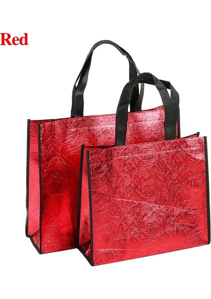 Kırmızı Stil S Beden Su Geçirmez Lazer Glitter Alışveriş Çantası Büyük Kapasiteli Yeniden Kullanılabilir Seyahat Saklama Torbaları Kadın Çanta Bakkal Tote Eko Çanta (Yurt Dışından)