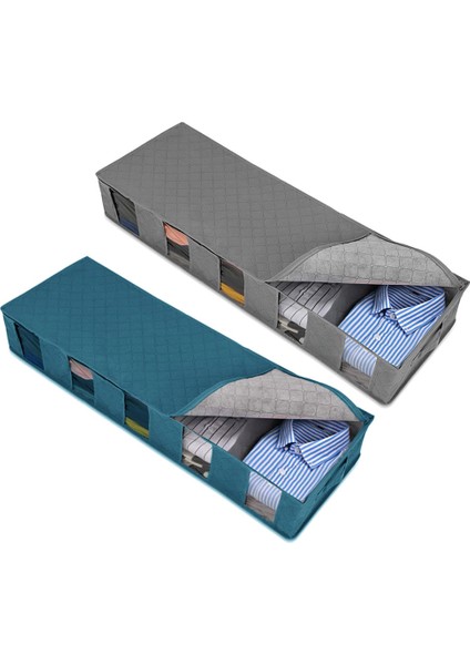 B Tarzı Under Bed Clothes Item Storage Dustproof Storage Bag Container Clothes Organizer Foldable 5 Sections And Visible Clear Window (Yurt Dışından) fiyatları