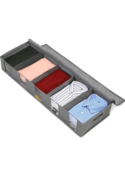 B Tarzı Under Bed Clothes Item Storage Dustproof Storage Bag Container Clothes Organizer Foldable 5 Sections And Visible Clear Window (Yurt Dışından) modelleri