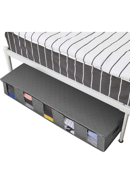 B Tarzı Under Bed Clothes Item Storage Dustproof Storage Bag Container Clothes Organizer Foldable 5 Sections And Visible Clear Window (Yurt Dışından) fırsatları