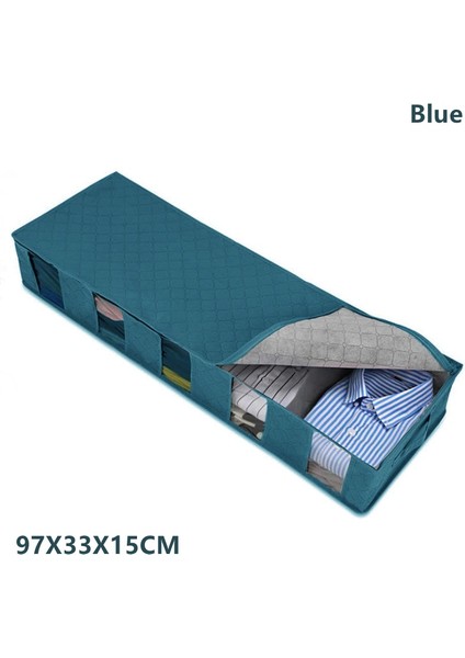 Mavi 97X33X15CM Stili Katlanabilir Nonwoven Yatak Altında Giysi Saklama Kutusu Yorgan Battaniye Toz Geçirmez Organizatör Çanta 5 Izgaralar Yatak Altı Giyim Bölücü Kılıf Yeni (Yurt Dışından) fiyatları