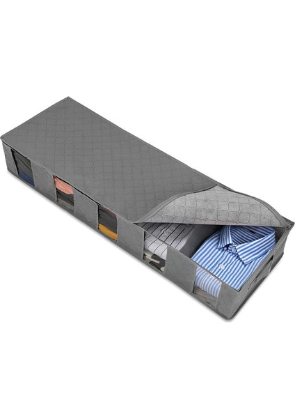 Mavi 97X33X15CM Stili Katlanabilir Nonwoven Yatak Altında Giysi Saklama Kutusu Yorgan Battaniye Toz Geçirmez Organizatör Çanta 5 Izgaralar Yatak Altı Giyim Bölücü Kılıf Yeni (Yurt Dışından) fırsatları