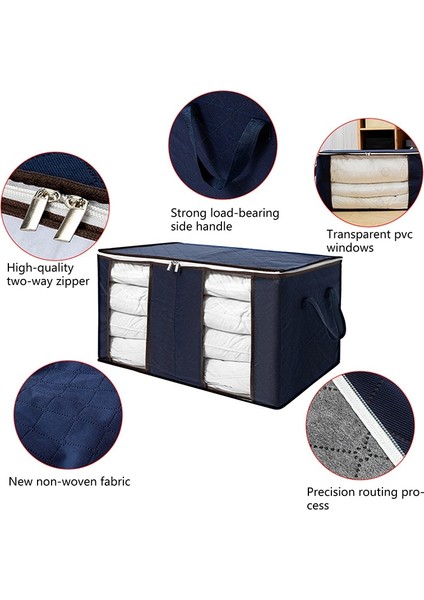Siyah Stil Katlanabilir Saklama Kutusu Taşınabilir Giysi Organizatör Düzenli Kılıf Bavul Dokunmamış Ev Saklama Kutusu Yorgan Saklama Kabı Çanta Kutusu (Yurt Dışından) fırsatları