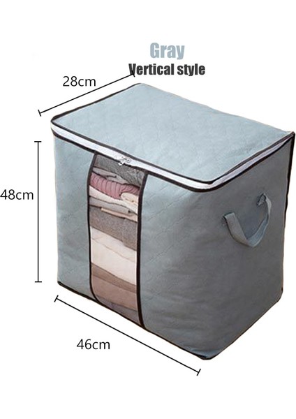 46X28X48CM-GRI Stili Giysileri Saklamak Için Büyük Pencere Çantaları Battaniye Ev Ambalaj Altında Dokunmamış Depolama Organizatör Katlanabilir Kutu Su Geçirmez (Yurt Dışından)