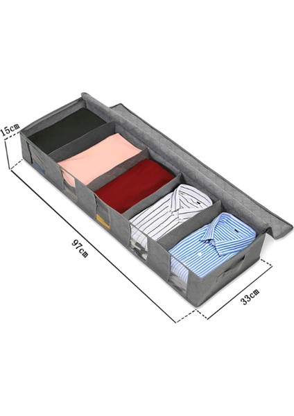 Gri Tarzı Under Bed Clothes Item Storage Dustproof Storage Bag Container Clothes Organizer Foldable 5 Sections And Visible Clear Window (Yurt Dışından) fiyatları