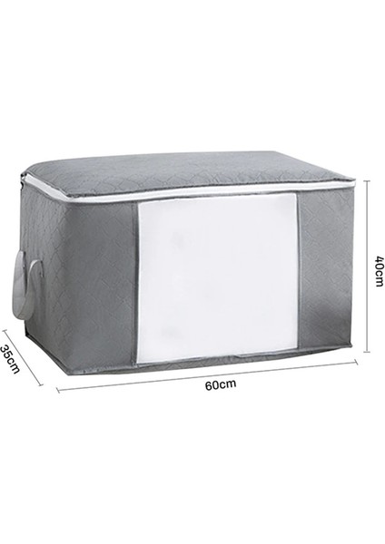GRI-60X40X35CM Stili Büyük Yorgan Oyuncaklar Saklama Çantası Battaniye Çanta Şeffaf Pencereli Katlanır Kirli Giysiler Toplama Kılıfı Yastıklar Giyim Organizatör (Yurt Dışından) fiyatları