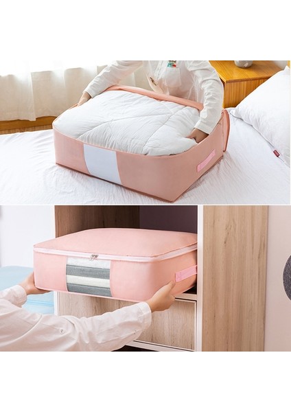 Gri Tarzı S 52X35X16CM Folable Saklama Torbaları Büyük Giyim Organizatör Yastık Yorgan Battaniye Toz Kapağı Büyük Dolap Bagaj Organizatör Ev Saklama Torbaları (Yurt Dışından) indirimleri