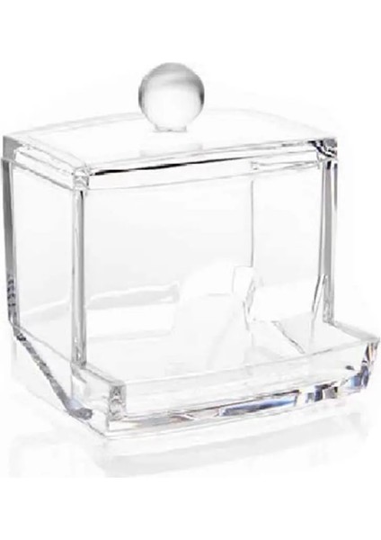 Kare Tarzı Acrylic Makeup Organizer Cotton Swabs Qtip Container Cosmetic Makeup Cotton Pad Organizer Jewelry Storage Box(Empty Box) (Yurt Dışından)