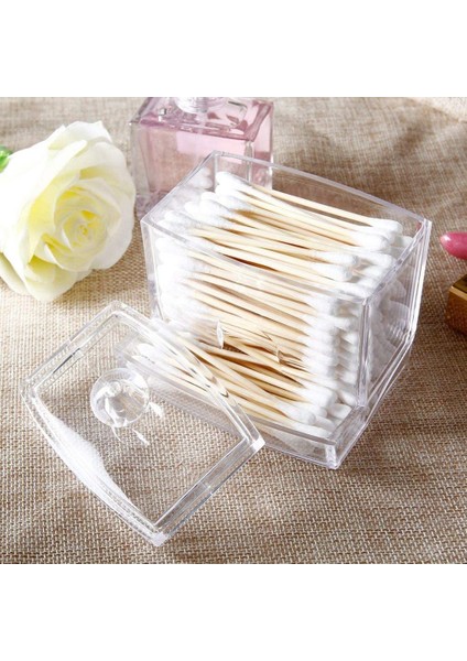 Kare Tarzı Acrylic Makeup Organizer Cotton Swabs Qtip Container Cosmetic Makeup Cotton Pad Organizer Jewelry Storage Box(Empty Box) (Yurt Dışından) fiyatları