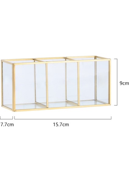 3 Yuva Stili Altın Kozmetik Saklama Kutusu Masa Masaüstü Fg Cam Ekose Takı Sınıflandırma Depolama Tepsisi Büyük Kapasiteli Giyinme (Yurt Dışından)