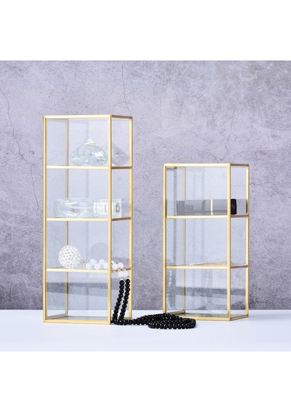 3 Yuva Stili Altın Kozmetik Saklama Kutusu Masa Masaüstü Fg Cam Ekose Takı Sınıflandırma Depolama Tepsisi Büyük Kapasiteli Giyinme (Yurt Dışından) modelleri