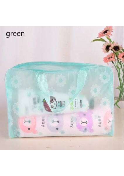Yeşil Stil Seyahat Aksesuarları Su Geçirmez Yerden Tasarruf Pvc Şeffaf Kozmetik Çantası Tuvalet Banyo Saklama Kılıfı Çiçek Makyaj Organizatör (Yurt Dışından)