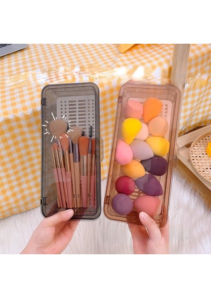 No.4 Tarzı Makyaj Fırçası Saklama Kutusu Masaüstü Toz Geçirmez Depolama Güzellik Makyaj Kabı Banyo Organizatör Flip Cover Kozmetik Kutusu (Yurt Dışından)