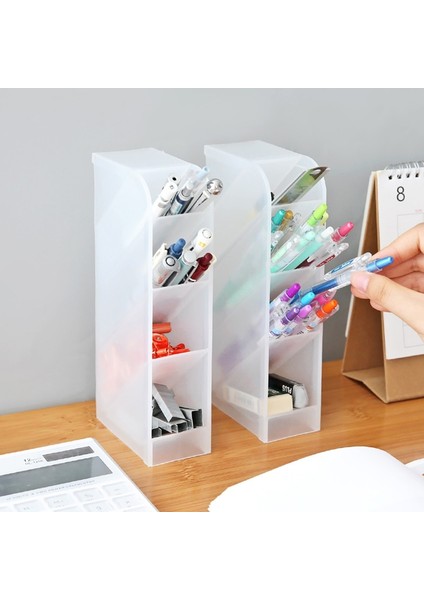 No.1 Tarzı Eğik Ekleme Tipi Buzlu Kalemlik Masaüstü Raf Masaüstü Saklama Kutusu Plastik Kozmetik Fırça Uygun Depolama Düzenleyici (Yurt Dışından) indirimleri