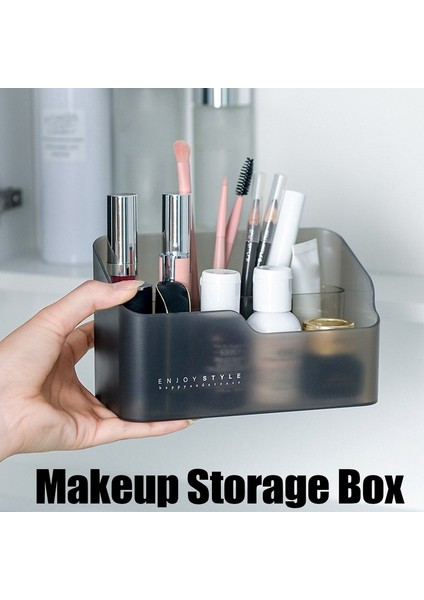 1pc Large White Style Plastic Makeup Bathroom Storage Box Cosmetic Organizer Desktop Make Up Jewelry Storage Case Sundries Table Container Organizer (Yurt Dışından)
