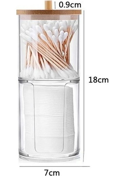 L Tarzı 2 1 Akrilik Çok Fonksiyonlu Kozmetik Makyaj Pamuk Pedi Organizatör Mücevher Saklama Kutusu Kavanoz Tutucu Yuvarlak Şeffaf Konteyner (Yurt Dışından)