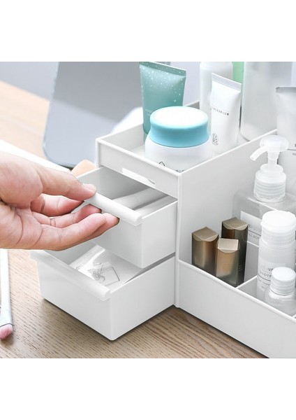 Pembe 2 Tarzı 22X11X12CM Ev Için Büyük Kapasiteli Kozmetik Saklama Kutusu Makyaj Çekmece Organizatör Çok Hücreli Ekran Masaüstü Çeşitli Eşyalar Saklama Kabı (Yurt Dışından)