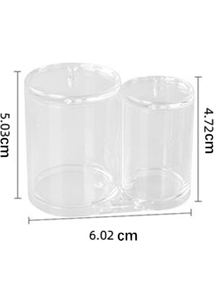 H Tarzı 2 1 Akrilik Çok Fonksiyonlu Kozmetik Makyaj Pamuk Pedi Organizatör Mücevher Saklama Kutusu Kavanoz Tutucu Yuvarlak Şeffaf Konteyner (Yurt Dışından)