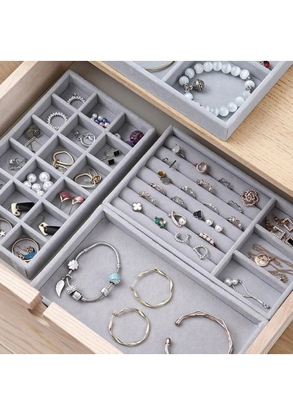 No.19 Tarzı Sıcak Satış Moda Taşınabilir Kadife Takı Yüzük Takı Ekran Organizatör Kutusu Tepsi Tutucu Küpe Mücevher Saklama Kutusu Vitrin (Yurt Dışından) indirimleri