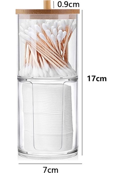 E Stili Makeup Cotton Pad Organizer Bathroom Storage Box For Cotton Swabs Cosmetics Jewelry Makeup Remover Pad Container With Bamboo Lid (Yurt Dışından)