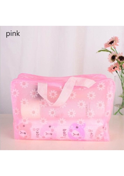 Pembe Tarzı Seyahat Aksesuarları Su Geçirmez Yerden Tasarruf Pvc Şeffaf Kozmetik Çantası Tuvalet Banyo Saklama Kılıfı Çiçek Makyaj Organizatör (Yurt Dışından)