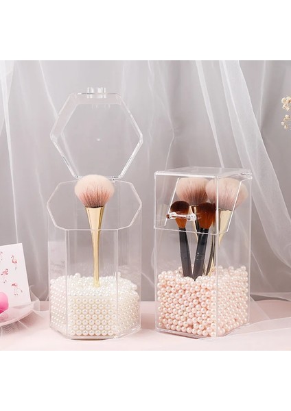 C Stili Transparent Acrylic Makeup Brush Holder Makeup Organizer Cosmetic Holder Pencil Lipstick Desk Container Table Makeup Storage Box (Yurt Dışından) indirimleri