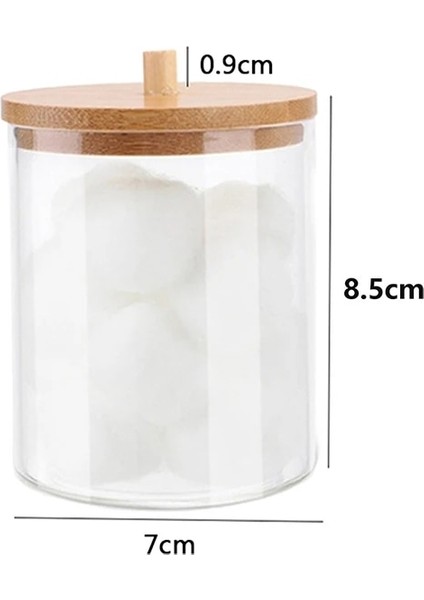 Stil B-1 Stili Makeup Cotton Pad Organizer Bathroom Storage Box For Cotton Swabs Cosmetics Jewelry Makeup Remover Pad Container With Bamboo Lid (Yurt Dışından)