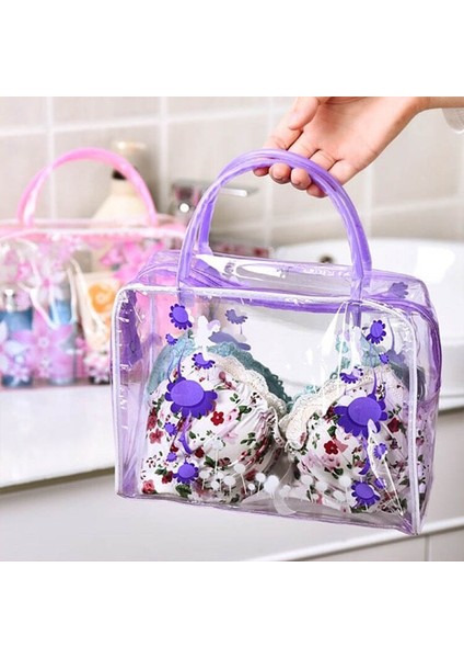 Sarı Stil Yüksek Kapasiteli Şeffaf Pvc Çiçek Tuvalet Banyo Depolama Su Geçirmez Makyaj Organizatör Kozmetik Çantası (Yurt Dışından) indirimleri