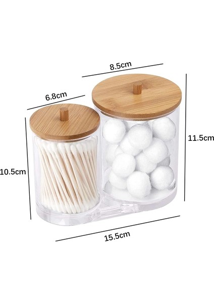 P Stili 2 1 Akrilik Çok Fonksiyonlu Kozmetik Makyaj Pamuk Pedi Organizatör Mücevher Saklama Kutusu Kavanoz Tutucu Yuvarlak Şeffaf Konteyner (Yurt Dışından)