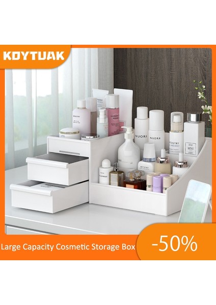 Pembe 2 Tarzı 26X16X12CM Ev Için Büyük Kapasiteli Kozmetik Saklama Kutusu Makyaj Çekmece Organizatör Çok Hücreli Ekran Masaüstü Çeşitli Eşyalar Saklama Kabı (Yurt Dışından)