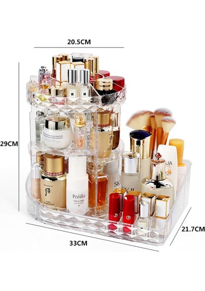 Mini Tarz Kozmetik Saklama Kutusu 360 Derece Dönen Makyaj Rafı Kristal Desen Çekmece Organizatör Raf Ekran Standı Büyük Kapasiteli (Yurt Dışından) modelleri