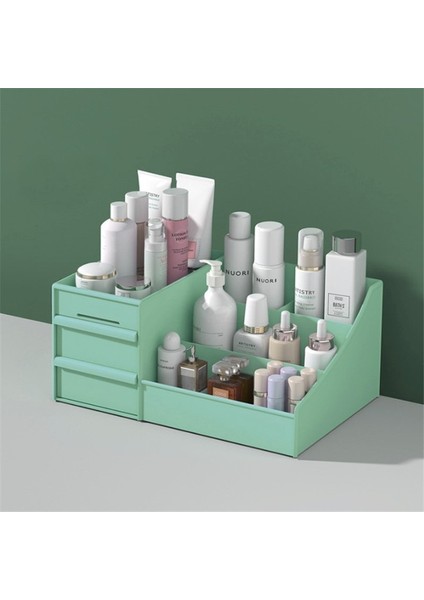 Yeşil 1 Stil 29X18X13 cm Ev Için Büyük Kapasiteli Kozmetik Saklama Kutusu Makyaj Çekmece Organizatör Çok Hücreli Ekran Masaüstü Çeşitli Eşyalar Saklama Kabı (Yurt Dışından)