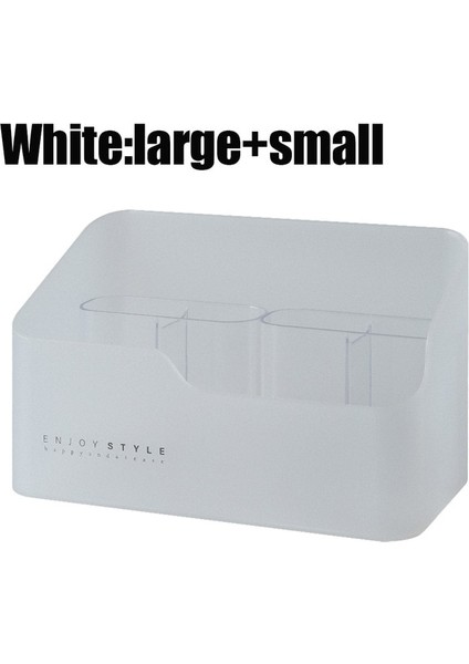 Large-Small White Style Plastic Makeup Bathroom Storage Box Cosmetic Organizer Desktop Make Up Jewelry Storage Case Sundries Table Container Organizer (Yurt Dışından)