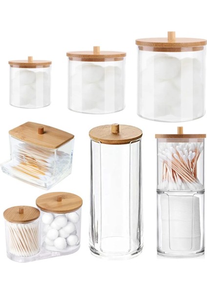New 3 Style Makeup Cotton Pad Organizer Storage Box For Cotton Swabs Rod Cosmetics Jewelry Bathroom Qtip Container With Bamboo Lid (Yurt Dışından) fırsatları