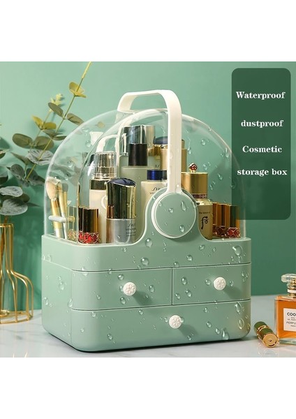 Mavi Mücevher Kutusu Stili 2021 Yeni Şeffaf Kozmetik Saklama Kutusu Handhled Takı Depolama Raf Güzellik Cilt Bakımı Rujlar Konteyner Kız Için Güzel Hediye (Yurt Dışından) fiyatları