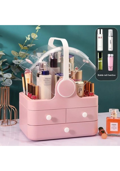 Mavi Mücevher Kutusu Stili 2021 Yeni Şeffaf Kozmetik Saklama Kutusu Handhled Takı Depolama Raf Güzellik Cilt Bakımı Rujlar Konteyner Kız Için Güzel Hediye (Yurt Dışından) indirimleri