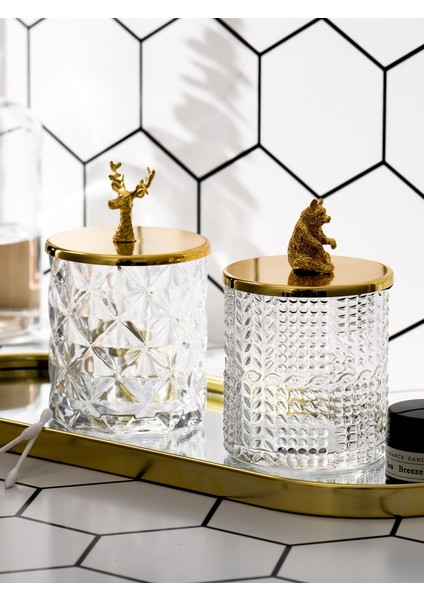 Koyu Gri Tarzı M Beden Iskandinav Masaüstü Dekorasyon Cam Mücevher Kutusu Pamuklu Çubuk Tutucu Kozmetik Organizatör Saklama Teneke Kutu Kavanoz Altın Kapaklı (Yurt Dışından) fiyatları