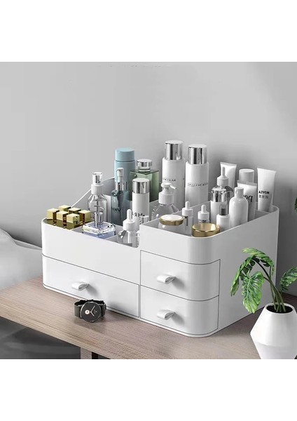 Çift-Pembe-M Tarzı Büyük Kapasiteli Çekmece Makyaj Organizatör Banyo Makyaj Saklama Kutusu Kadın Cilt Bakımı Tuvalet Masası Kozmetik Ruj Güzellik Çantası (Yurt Dışından) fırsatları